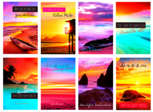 Colorful beaches with motivational quotes: MPrints by Muse Moth