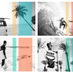 Black and White Surfing Magnetic Prints MPrints by Muse Moth