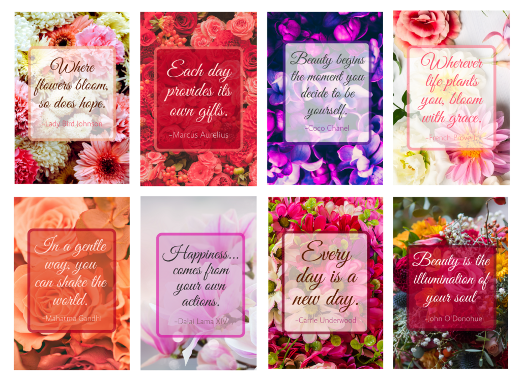 Flowers with inspirational quotes magnetic prints MPrints by Muse Moth