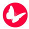 Footer favicon Muse Moth--white butterfly against red circle