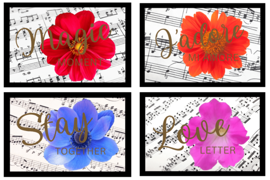 Flowers with song lyrics magnet print set
