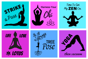 Yoga magnet prints set
