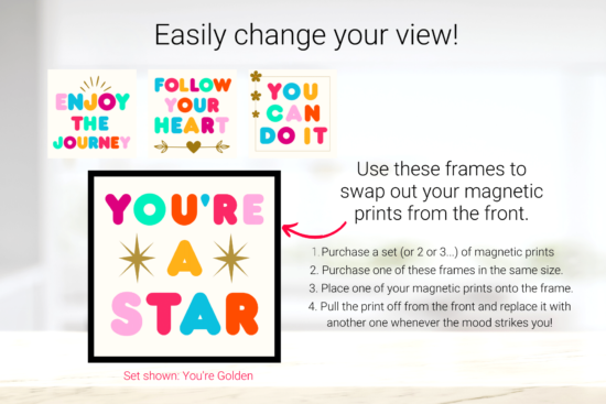 Tabletop magnetic frames with the You're Golden set