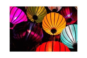 Colorful Chinese lanterns regular print
