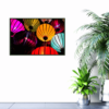Colorful Chinese lanterns hanging, picture on wall