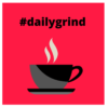 #dailygrind phrase with black coffee cup and red background wall print