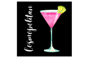 Cosmopolitan drink / cocktail with black background regular print