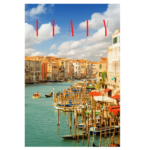 Venice Italy scene with red font regular print