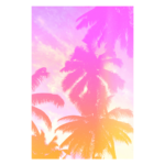 pink and orange overlay palm trees single print