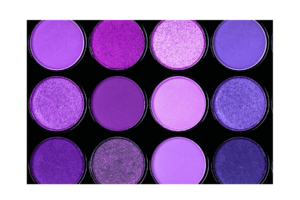 Close up of purple eye shadow palette print