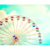 Ferris wheel, colorful, against turquoise sky print