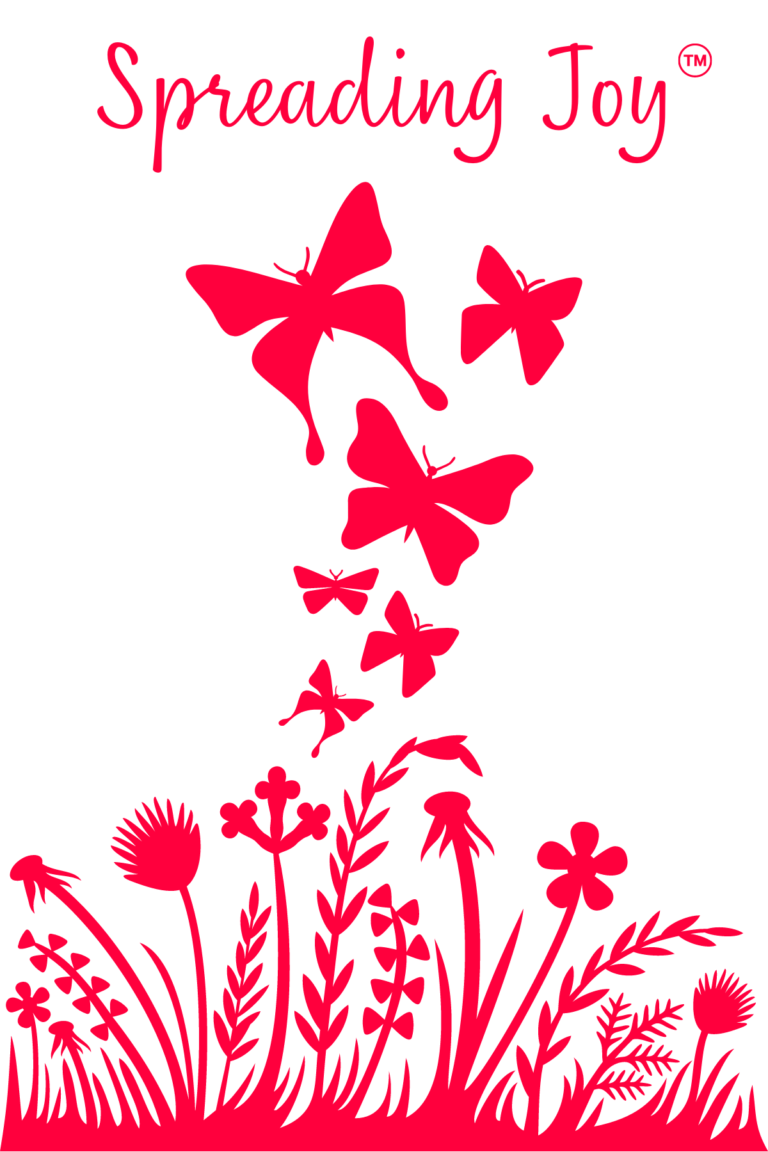 Red butterflies and flowers graphic