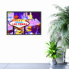 Abstract Las Vegas sign with yellow and purple background picture hanging on wall