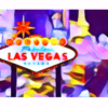 Abstract Las Vegas sign with yellow and purple background wall print