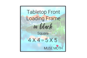 Muse Moth front loading frame, black, square, 4 X 4 or 5 X 5