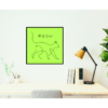 cat lime green photo hanging on wall of office