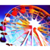 Colorful Ferris wheel with canvas painting effect wall print