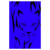 stalking cat with blue background wall print