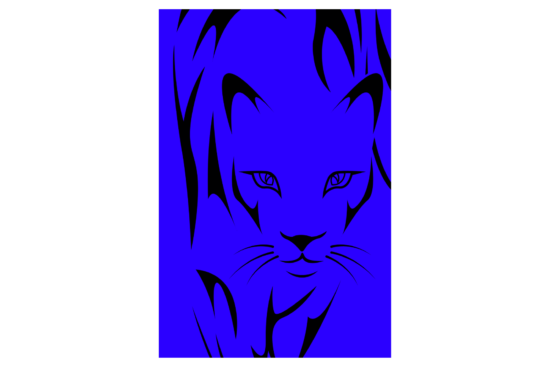 stalking cat with blue background wall print