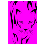 Stalking cat drawing with purple background wall print