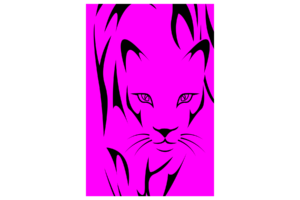 Stalking cat drawing with purple background wall print