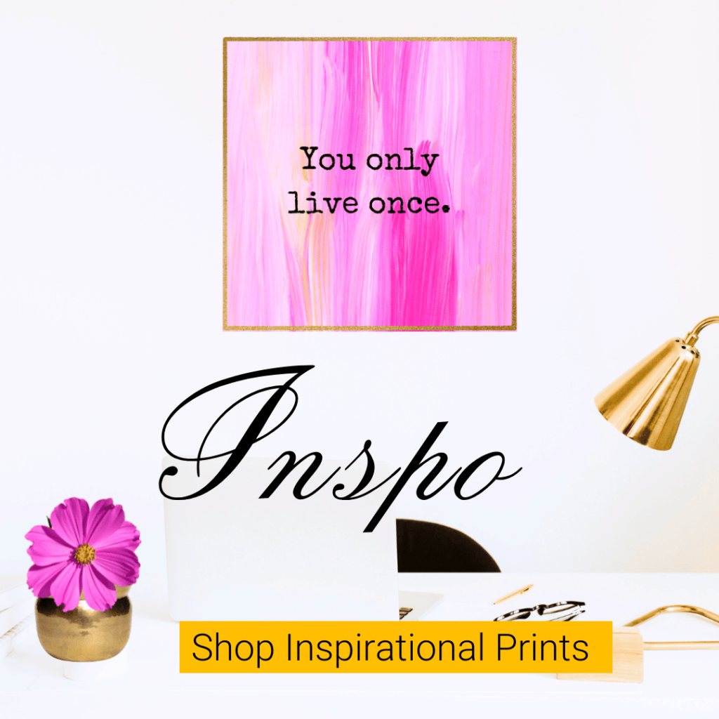 inspirational quote pink abstract art print on wall, link to inspo wall prints