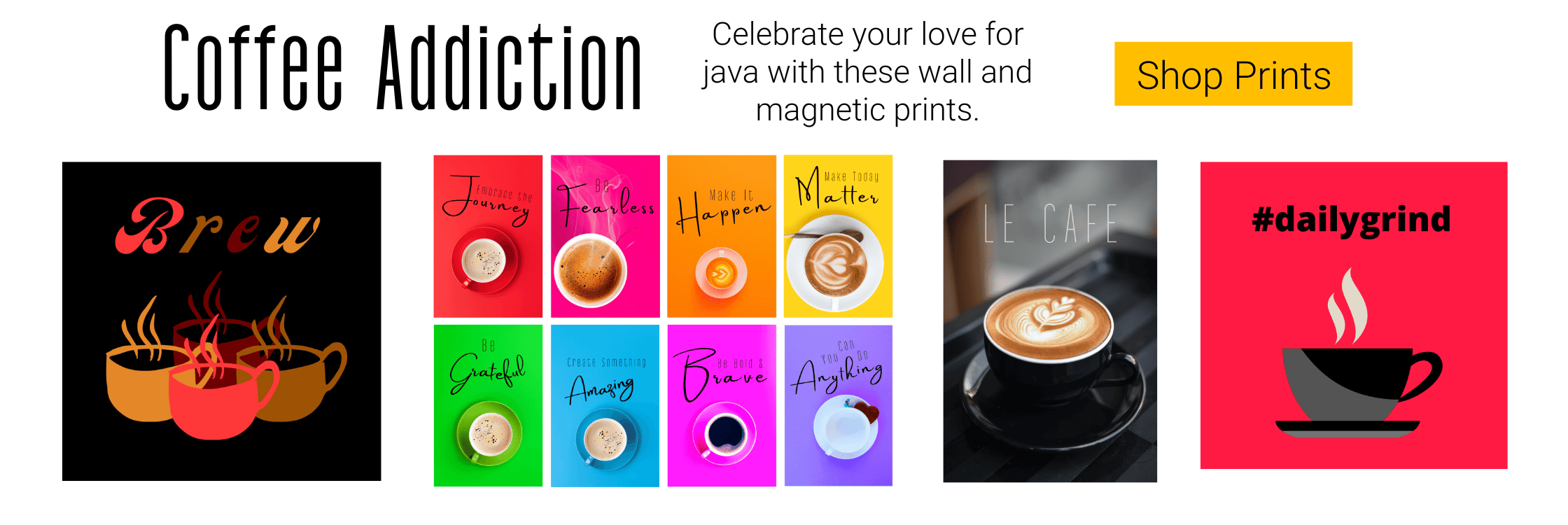 various coffee prints and magnet set, click to shop