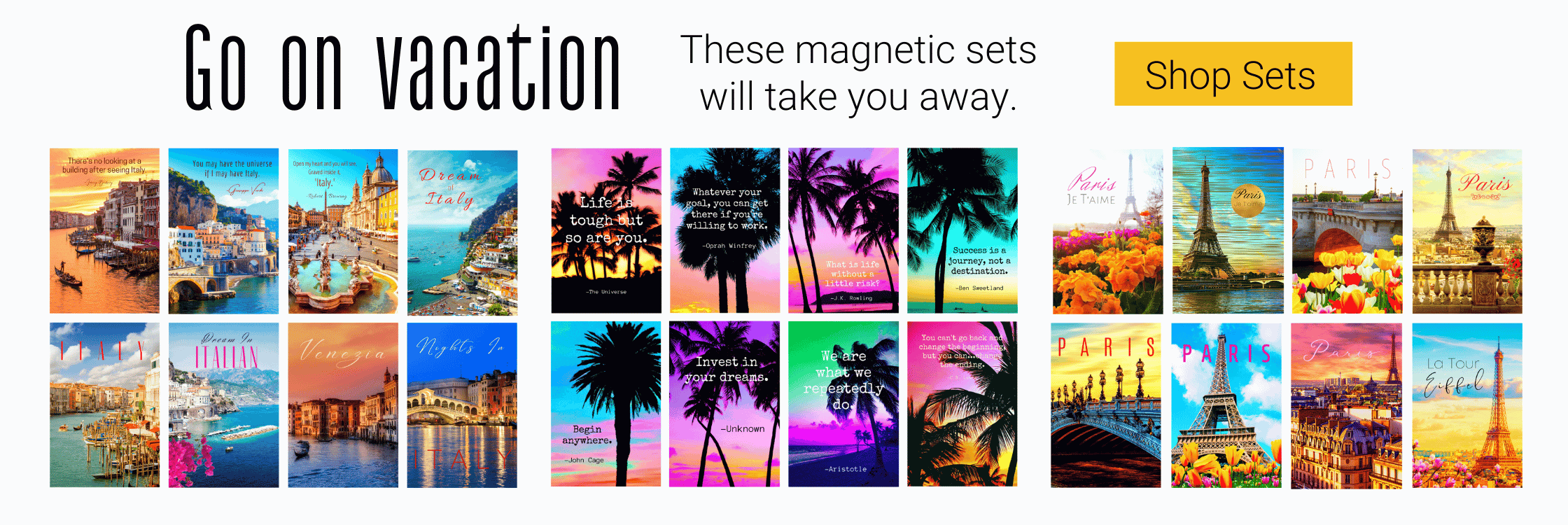 3 vacation magnetic print sets, click to shop