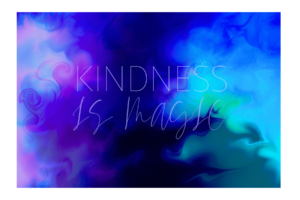 Kindness is Magic quote with abstract blue and purple background wall print