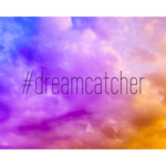Hashtag dreamcatcher with colorful clouds background wall print