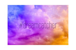 Hashtag dreamcatcher with colorful clouds background wall print