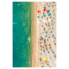 View of beach from above, lots of colorful umbrellas and people, wall print