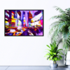 Abstract Manhattan (New York), purple and yellow, print on wall