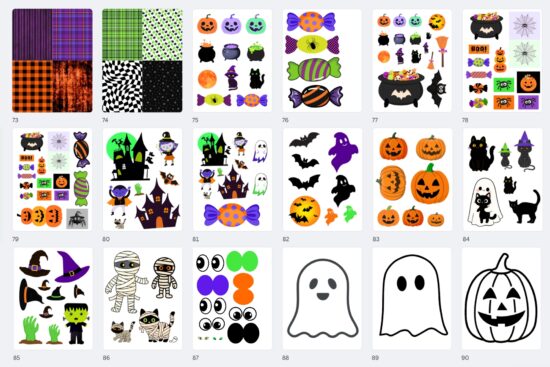Halloween accents, witches, bats, pumpkins etc for crafting