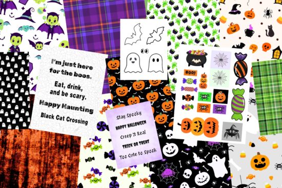 Halloween downloadable craft paper pack, examples from product