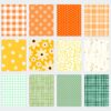 prints and patterns oranges, yellows, and greens