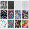 prints and patterns, blacks, grays, and multi-colors