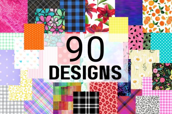 90 designs, prints and patterns paper pack