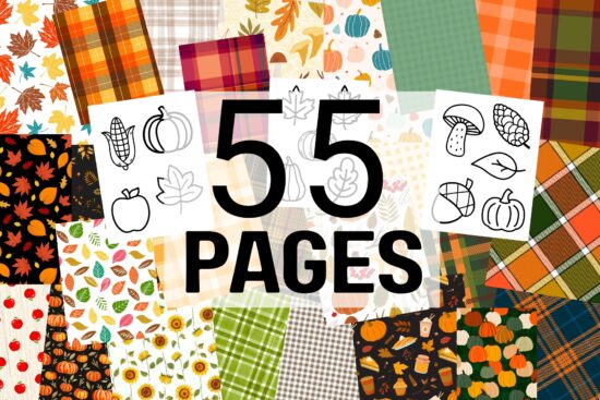 55 Pages of Fall-Themed Paper Backgrounds and Outlines