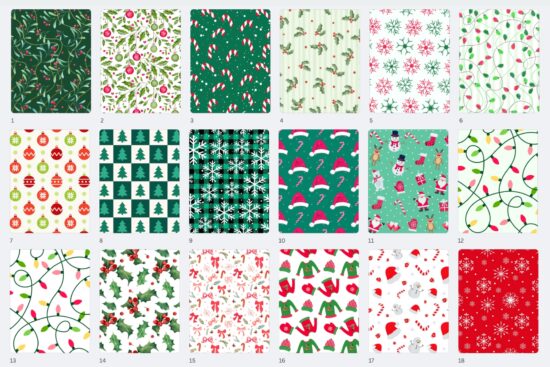 1-18 of the 38 Christmas patterns digital paper pack