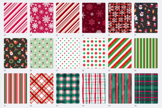 Designs from the 38 Christmas patterns digital paper pack