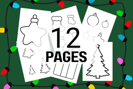 Christmas Shapes Outlines, Digital Download for Crafting, 8.5" X 11"